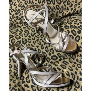 Nina Blush Pink & Rose Gold Formal Strappy Stiletto Sandals Heels, 9.5